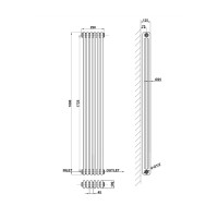 Вертикальний дизайнерський радіатор опалення Artti Bari III 6/1800/290/50 чорний матовий