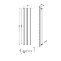 Вертикальний дизайнерський радіатор опалення Artti Rimini 6/1500/354/50 чорний матовий