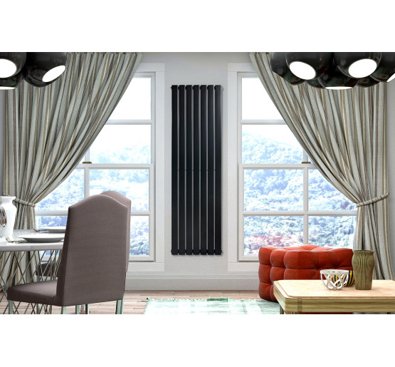 Вертикальный дизайнерский радиатор отопления Artti Livorno 7/1800/476 чёрный матовий