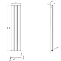 Вертикальний дизайнерський радіатор опалення Artti Terni 6/1800/354 чорний матовий