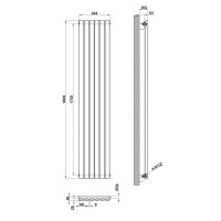 Вертикальный дизайнерский радиатор отопления Artti Rimini 6/1800/354 чёрный матовий