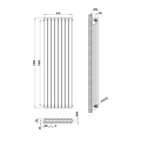 Вертикальный дизайнерский радиатор отопления Artti Rimini II 8/1500/472/50 черный матовый