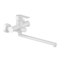 Смеситель для ванной однорычажный с длинным изливом IMPRESE VACLAV белый латунь f03206403AB