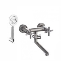 Змішувач для ванни з довгим виливом Wezer VAL6-10 нержавіюча сталь