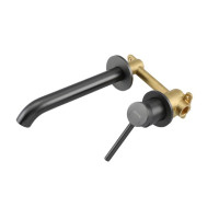 Настенный смеситель для встраиваемой раковины Gappo G1206-9 оружейная сталь