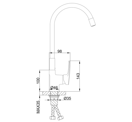 Змішувач для кухні Frap F4453-04 з гнучким зливом чорний