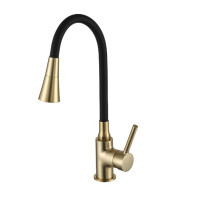 Змішувач для кухні з гнучким виливом та дворежимним аератором Frap F4044-3 золото