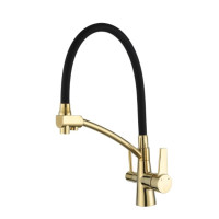 Змішувач для кухні з гнучким виливом під фільтр Gappo G4398-13 золото