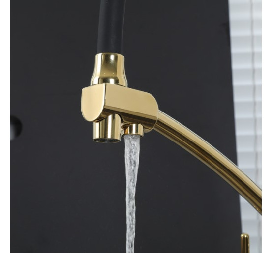 Змішувач для кухні з гнучким виливом під фільтр Gappo G4398-13 золото