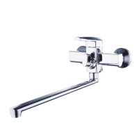 Змішувач у ванну з душем з довгим виливом Wezer NOF7 хром