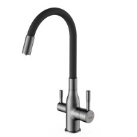 Кухонний змішувач з гнучким виливом та краном для фільтра Frap F4396-15