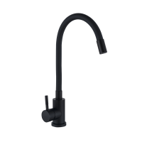 Кухонний змішувач із гнучким виливом чорний Wezer EKO4E-01-BLACK нержавіюча сталь