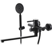 Змішувач для ванни з душем чорний Wezer EKO7A-01-BLACK нержавіюча сталь