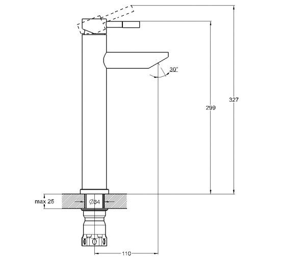 Змішувач для умивальника Wezer EKO11A-01 нержавіюча сталь