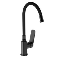 Смеситель для кухни черного цвета с гибким сливом Frap F4462