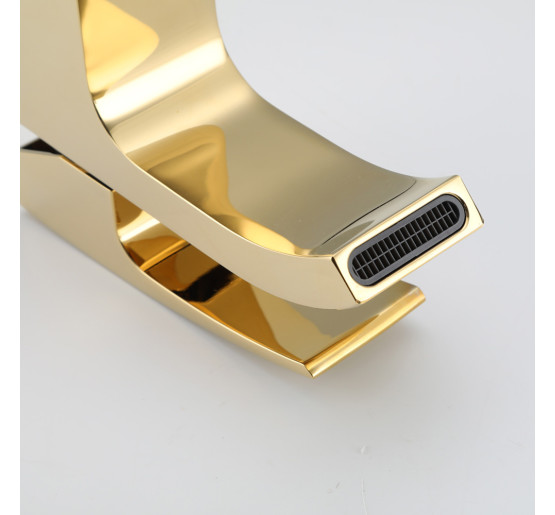 Змішувач для умивальника золотий GAPPO G1007-3 з плоским аератором