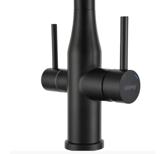 Змішувач для кухні чорний під фільтр із гнучким виливом Gappo G4399-76