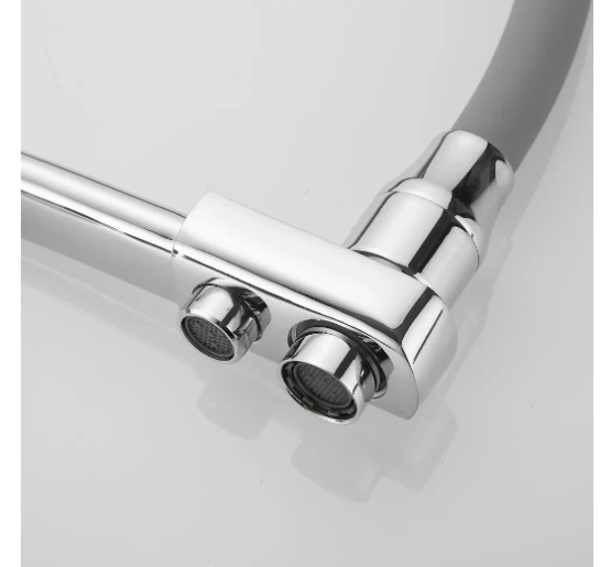 Гнучкий Змішувач для кухні з підключенням фільтра WEZER INX4A-08 сірий хром