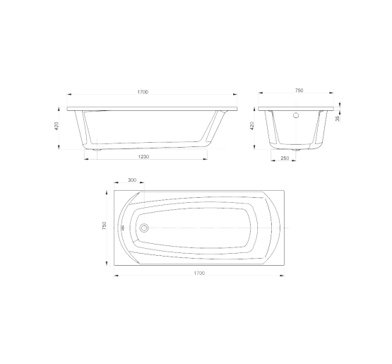 Акриловая ванна Devit Sigma 17075130N Ванна 170х75 мм, с ножками и креп. панели (2уп)