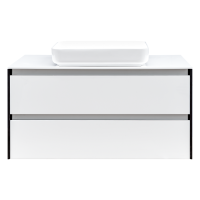 Тумба 100 з раковиною, DEVIT CITY 0022160W білий глянцевий колір (2пак)