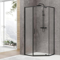 DEVIT FEN0140B ART 2.0 Кабіна душова, п'ятикутна, розпашна, колір - чорний матовий, 90х90, без піддона, скло прозоре