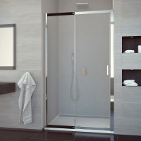 Душові двері SanSwiss, Valea VAL212005060, ширина 1200мм, скло прозоре, профіль алюм.хром