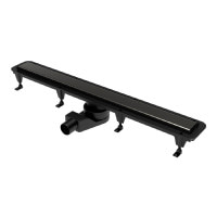 75010215B D-Line Душевой канал 75 с низким S-образным сифоном и накладкой, с горизонтальным выводом, черный