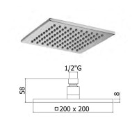 ZSOF 075 NO SYNCRO Верхний душ, 200*200, черн.