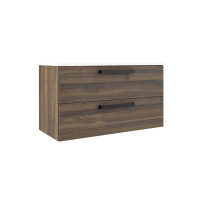 Тумба 100 дуб с черными ручками и белой овальной раковиной DEVIT Fresh 088741O