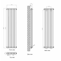 Вертикальный дизайнерский радиатор отопления ARTTIDESIGN Verona 6/1800/440 черный матовый