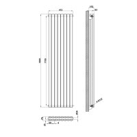 Вертикальний дизайнерський радіатор опалення ARTTIDESIGN Rimini II 8/1800/472/50 сірий матовий