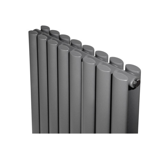 Вертикальный дизайнерский радиатор отопления ARTTIDESIGN Rimini II 8/1800/472/50 серый матовый