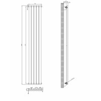 Вертикальный дизайнерский радиатор отопления ARTTIDESIGN Rimini 5/1800/295 чорний матовый
