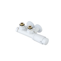 Термостатичний комплект Artti для нижнього підключення 1/2 50 мм "БІНОКЛЬ" білий матовий