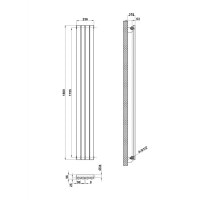 Вертикальный дизайнерский радиатор отопления ARTTIDESIGN Rimini 4/1800/236/50 чёрный матовий