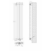 Дизайнерский вертикальный радиатор отопления ARTTIDESIGN Livorno 4/1800/272/50 сірий матовий