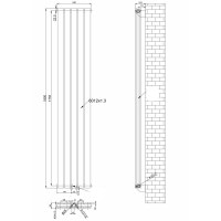 Вертикальный дизайнерский радиатор отопления ARTTIDESIGN Livorno II 5/1800/340/50 чёрный матовий
