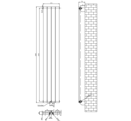 Дизайнерський вертикальний радіатор опалення ARTTIDESIGN Livorno 4/1600/272/50 білий матовий