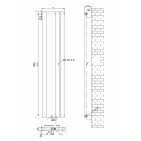 Дизайнерский вертикальный радиатор отопления ARTTIDESIGN Livorno II 5/1600/340/50 белый матовый