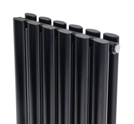 Вертикальный дизайнерский радиатор отопления ARTTIDESIGN Rimini II 6/1800/354 чёрный матовий