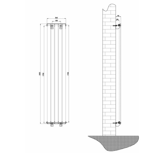 Вертикальний дизайнерський радіатор опалення ARTTIDESIGN Livorno 5/1800/340 сірий матовий