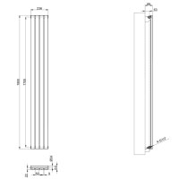 Вертикальний дизайнерський радіатор опалення ARTTIDESIGN Terni 4/1800/236 сірий матовий