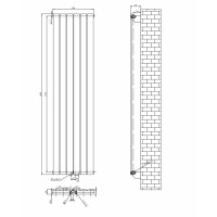 Вертикальный дизайнерский радиатор отопления ARTTIDESIGN Livorno 6/1800/408/50 чёрный матовий