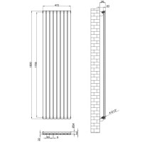 Вертикальный дизайнерский радиатор отопления ARTTIDESIGN Terni 8/1800/472/50 черный матовий