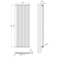 Вертикальный дизайнерский радиатор отопления ARTTIDESIGN Terni 10/1800/590 черный матовый