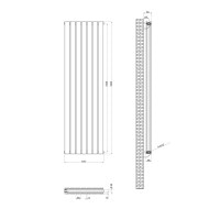 Вертикальний дизайнерський радіатор опалення ARTTIDESIGN Livorno II 7/1600/476/50 чорний матовий