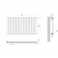 Горизонтальний дизайнерський радіатор опалення ARTTIDESIGN Terni G 18/600/1062 сірий матовий