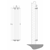 Вертикальный дизайнерский радиатор отопления ARTTIDESIGN Livorno 5/1800/340/50 чёрный матовий