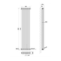 Вертикальный дизайнерский радиатор отопления ARTTIDESIGN Bari II 8/1800/380 чёрный матовый
