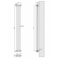 Вертикальный дизайнерский радиатор отопления ARTTIDESIGN Bari II 4/1800/200 черный матовый